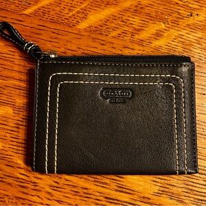 Coach Black Leather Zip Pouch